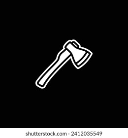 Original vector illustration. The contour icon of a hiking hatchet. Hand drawn, not AI