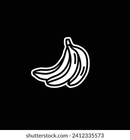 Original vector illustration. Contour icon of ripe bananas. Hand drawn, not AI