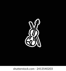 Original vector illustration. A contour icon. A bowed musical instrument. Violin. Hand drawn, not AI