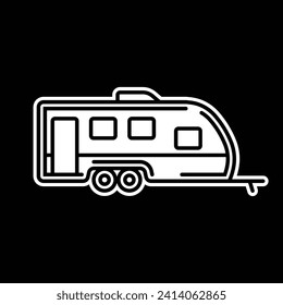 Original vector illustration. Contour icon of a trailer home on wheels. Hand drawn, not AI
