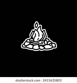 Original vector illustration. The contour icon of a campfire. Hand drawn, not AI