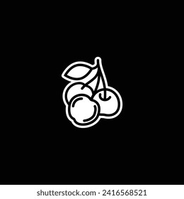 Original vector illustration. Contour icon of a ripe cherry. Hand drawn, not AI