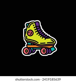 Original vector illustration. A contour icon. Vintage roller skates. Hand drawn, not AI