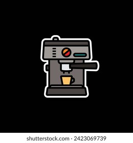 Original vector illustration. The contour icon of the coffee machine. Hand drawn, not AI