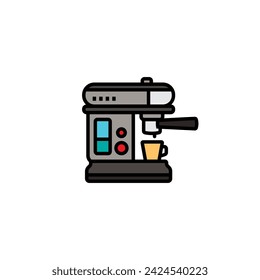 Original vector illustration. The contour icon of the coffee machine. Hand drawn, not AI