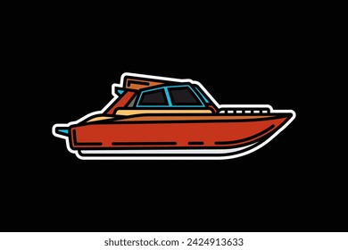 Ilustración vectorial original. El icono de contorno del yate. Dibujado a mano, no AI