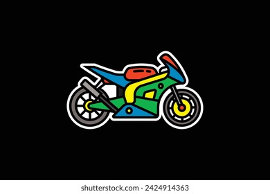 Ilustración vectorial original. El icono de contorno de una motocicleta deportiva de carreras. Superbike. Dibujado a mano, no AI