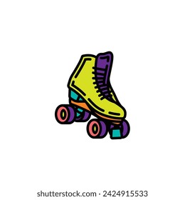 Original vector illustration. A contour icon. Vintage roller skates. Hand drawn, not AI