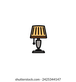 Original vector illustration. Contour icon of a table lamp for home. Hand drawn, not AI