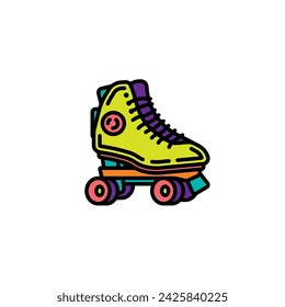 Original vector illustration. A contour icon. Vintage roller skates. Hand drawn, not AI