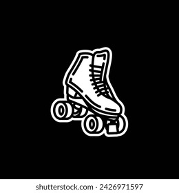 Original vector illustration. A contour icon. Vintage roller skates. Hand drawn, not AI