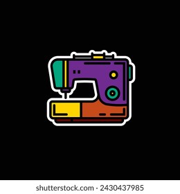 Original vector illustration. Contour icon of an electric sewing machine. Hand drawn, not AI