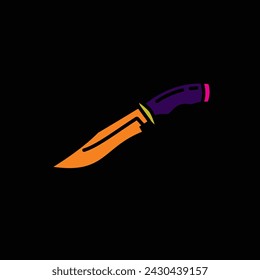 Original vector illustration. Contour icon of a camping knife. Hand drawn, not AI