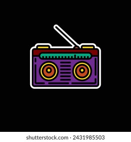 Original vector illustration. The contour icon of the radio receiver. Hand drawn, not AI