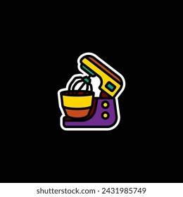 Original vector illustration. A contour icon.  An element of household appliances for cooking. Kitchen mixer. Hand drawn, not AI