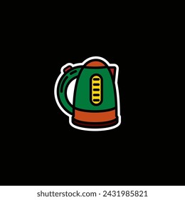 Original vector illustration. A contour icon.  An element of household appliances for making tea. Kitchen electric kettle. Hand drawn, not AI