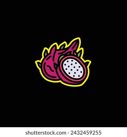 Ilustración vectorial original. Icono de contorno de una pitahaya madura. Dibujado a mano, no AI
