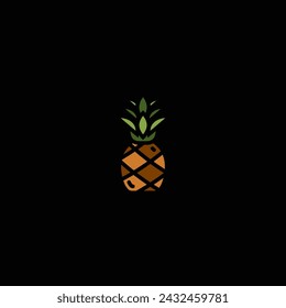 Ilustración vectorial original. Icono de contorno de una piña madura. Dibujado a mano, no AI