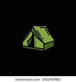 Original vector illustration. Contour icon of a camping tent. Hand drawn, not AI