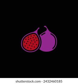 Original vector illustration. Contour icon of ripe figs. Hand drawn, not AI