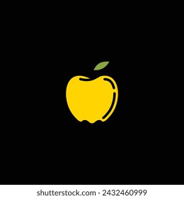 Original vector illustration. Contour icon of a ripe yellow apple. Hand drawn, not AI