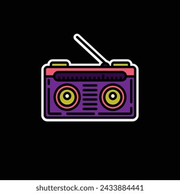 Original vector illustration. The contour icon of the radio receiver. Hand drawn, not AI