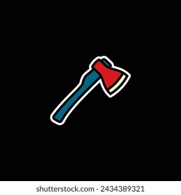 Original vector illustration. The contour icon of a hiking hatchet. Hand drawn, not AI