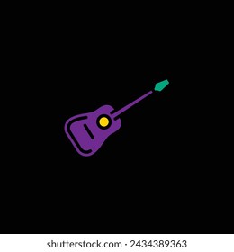 Original vector illustration. The contour icon of an acoustic guitar. Hand drawn, not AI