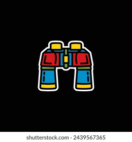 Original vector illustration. The contour icon of the field binoculars. Hand drawn, not AI