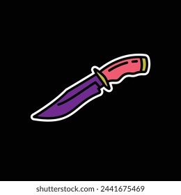 Original vector illustration. Contour icon of a camping knife. Hand drawn, not AI