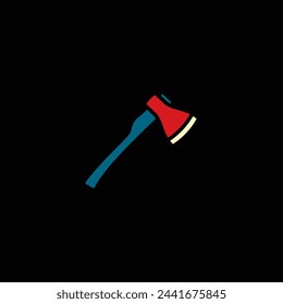 Original vector illustration. The contour icon of a hiking hatchet. Hand drawn, not AI