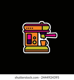 Original vector illustration. The contour icon of the coffee machine. Hand drawn, not AI