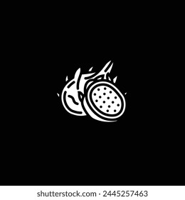 Original vector illustration. Contour icon of a ripe pitahaya. Hand drawn, not AI