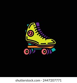Original vector illustration. A contour icon. Vintage roller skates. Hand drawn, not AI