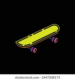 Original vector illustration. A contour icon. Vintage skateboard. Hand drawn, not AI