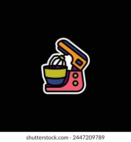 Original vector illustration. A contour icon.  An element of household appliances for cooking. Kitchen mixer. Hand drawn, not AI