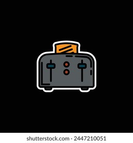 Original vector illustration. A contour icon. An electric appliance designed for fast toasting of flat pieces of bread. The toaster. Hand drawn, not AI