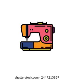 Original vector illustration. Contour icon of an electric sewing machine. Hand drawn, not AI