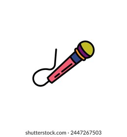 Ilustración vectorial original. Icono de contorno del micrófono pop. Dibujado a mano, no AI