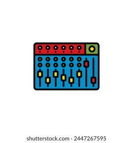 Original vector illustration. The contour icon of the music mixing console. Hand drawn, not AI