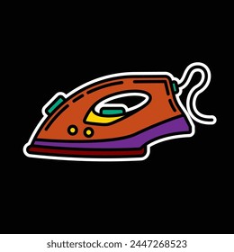 Ilustración vectorial original. Un icono de contorno. Un elemento de electrodomésticos para suavizar las arrugas y arrugas en la ropa. La plancha es eléctrica. Dibujado a mano, no AI