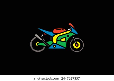 Original vector illustration. The contour icon of a racing sports motorcycle. Superbike. Hand drawn, not AI
