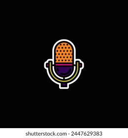 Original vector illustration. The contour icon of a retro studio microphone. Hand drawn, not AI