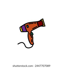 Original vector illustration. A contour icon. An electric appliance designed for drying hair. Hair dryer. Hand drawn, not AI