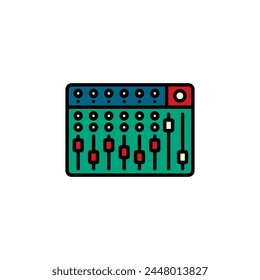 Original vector illustration. The contour icon of the music mixing console. Hand drawn, not AI