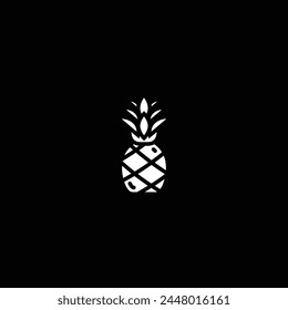 Original vector illustration. Contour icon of a ripe pineapple. Hand drawn, not AI