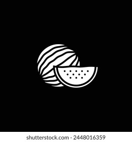 Original vector illustration. Contour icon of a ripe watermelon. Hand drawn, not AI