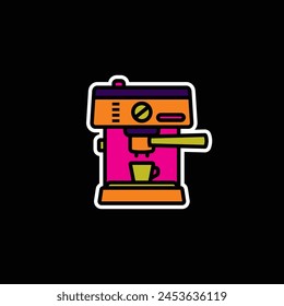 Original vector illustration. The contour icon of the coffee machine. Hand drawn, not AI