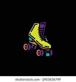 Original vector illustration. A contour icon. Vintage roller skates. Hand drawn, not AI