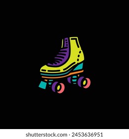 Original vector illustration. A contour icon. Vintage roller skates. Hand drawn, not AI